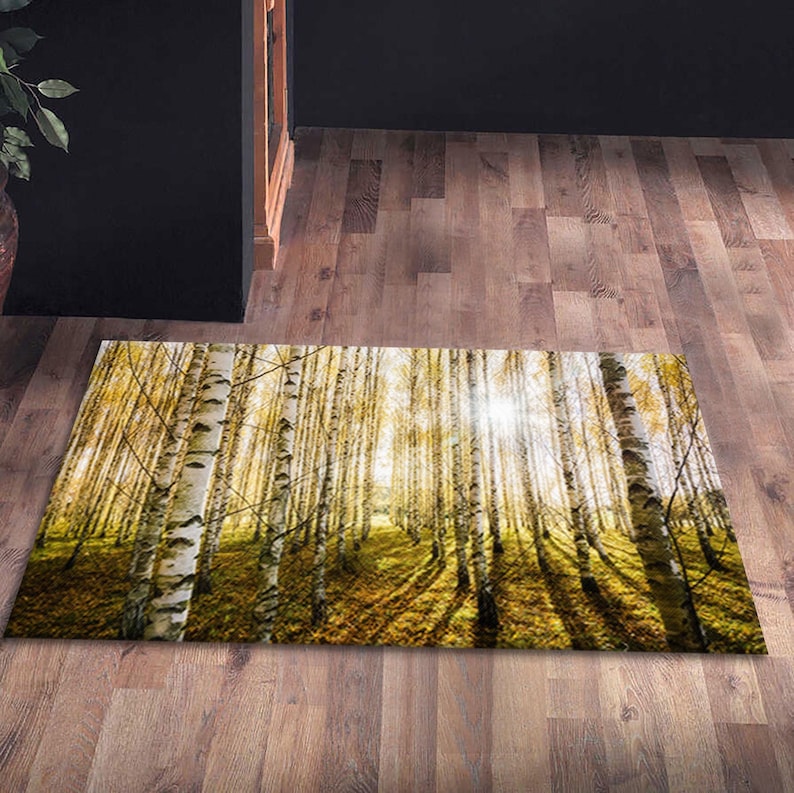 Tree Design Rugs Birch Forest Rug, Birch Trees Rugs, Tree Landscape Rug, Landscape Rugs ...