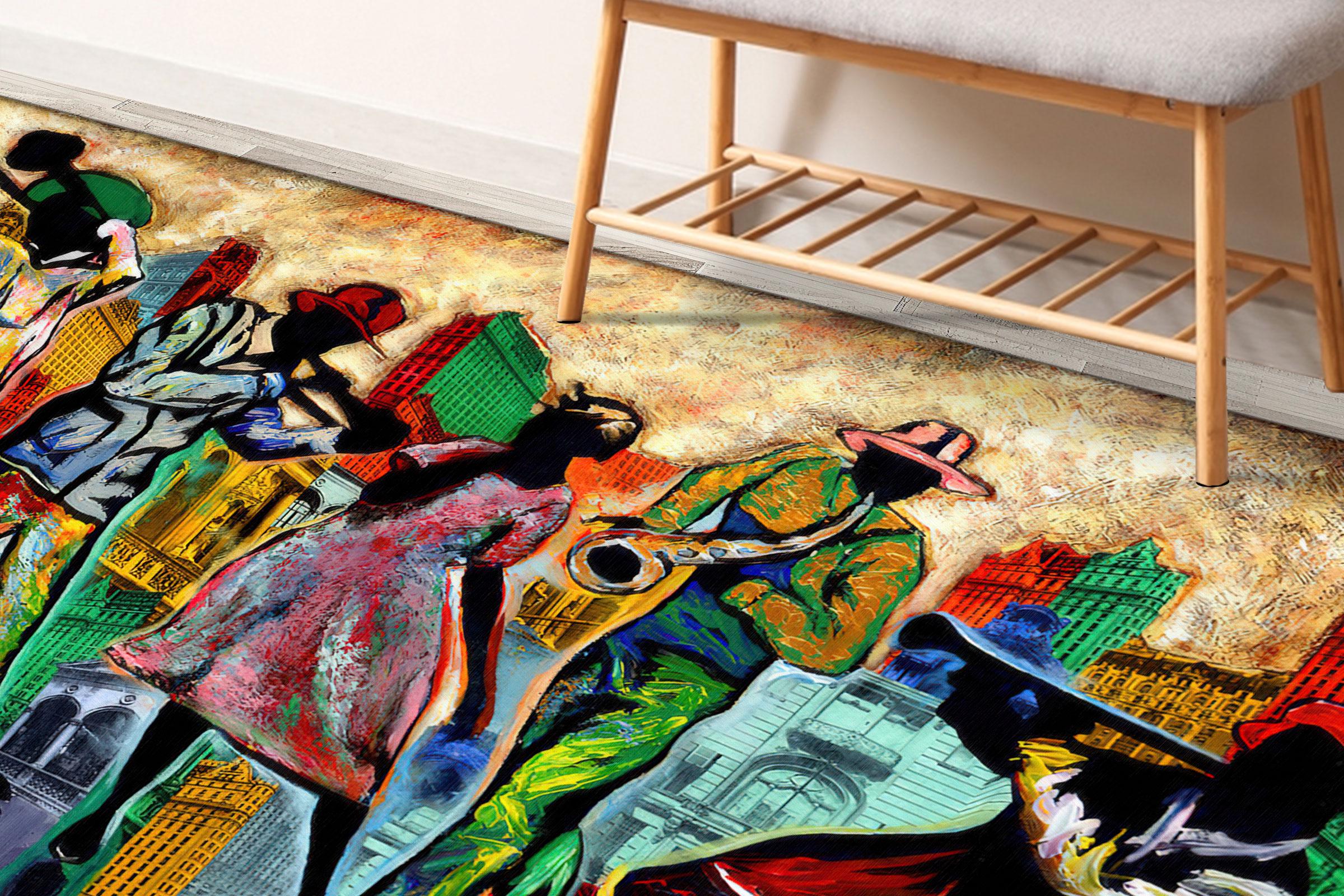 Abstract Jazz Music Rug, Abstract Music Rugs, Jazz Music Rugs, Music ...