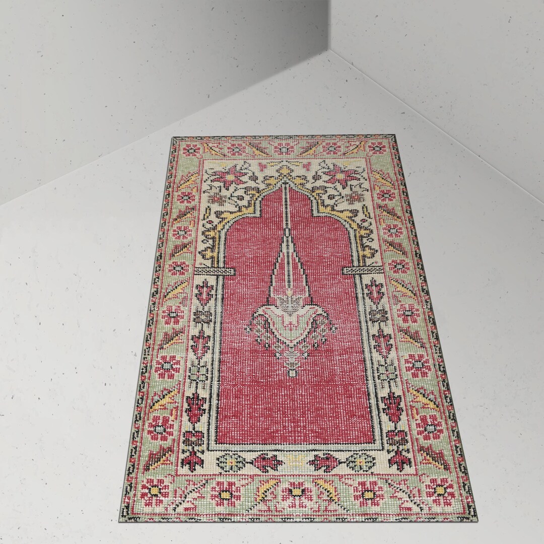 Vintage Design Rug, Prayer Rugs, Floral Rug, Islamic Rugs, Non-slip ...