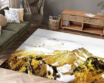 Luxury Rug, Cool Rug, Chenille Rug, Gift For Her, Golden Mountains Rugs, Modern Rug, View Rugs, Non Slip Rug, Accent Rug, Chenille Rug,
