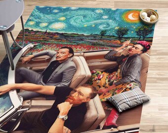 Dining Room Rug, Decorative Rug, Entry Rug, Gift For Him, Frida Van Gogh Dali Rugs, Large Rug, Famous Rugs, Bridesmaid Gift, Trendy Rug,