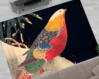 Area Rug, Cool Rug, Pattern Rug, Housewarming Gift, Japanese Art Bird Rug, Japanese Rugs, Animal Rugs, Personalized Rug, Kitchen Rug,