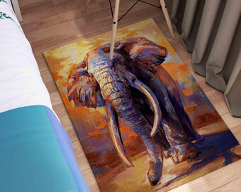 Elephant Painting Rugs, Elephant Rugs, Colorful Elephant Rugs, Animal Rug, Customs Rug, Small Rug, Classic Rug, Bathroom Rug, Accent Rug,