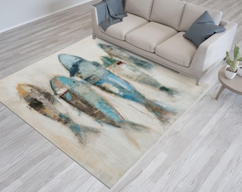 Fish Painting Print Rug, Fish Rug, Modern Rug, Animal Rugs, Outdoor Rug, Front Door Rug, Bathroom Rug, Luxury Rug, Customs Rug,