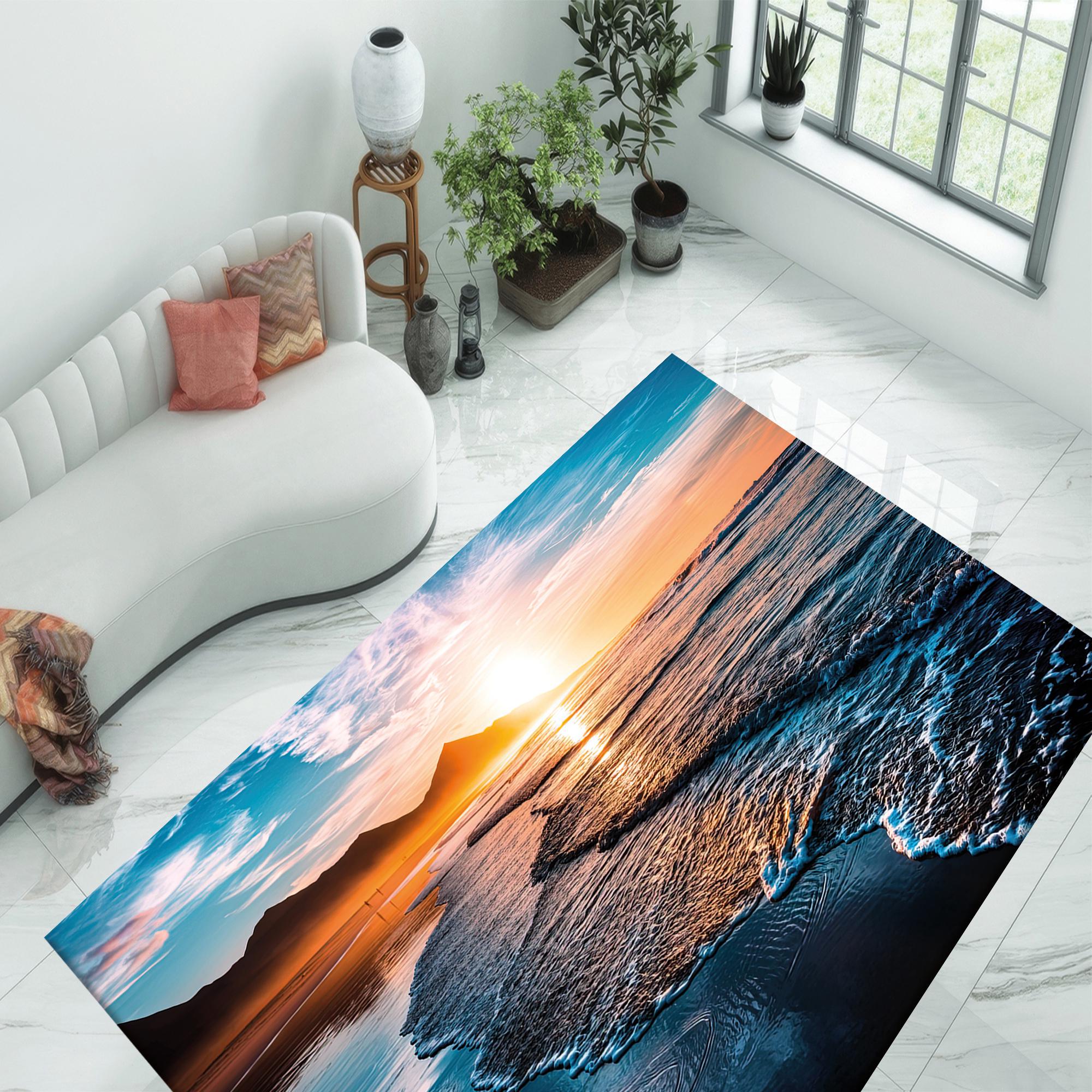 Waves and Sand Rug, Seacape Rug, Sea Landscape Rugs, View Rug, Accent ...