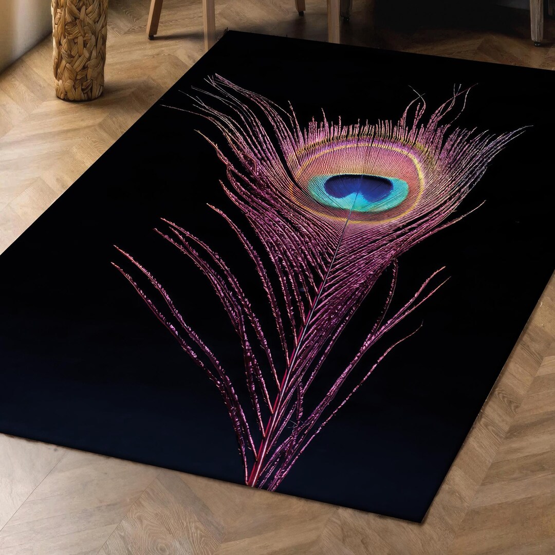 Feathered Rug Peacock Feather Rug, Peacock Rug, Purple Rugs, Animal Rug, Thick Rug ...