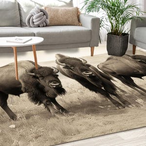 Bison Rug, Loft Rugs, Farmhouse Rugs, Animal Rug, Hallway Rug, Luxury Rug, Bathroom Rug, Easy To Clean Rug, Popular Rug, Corridor Rug,