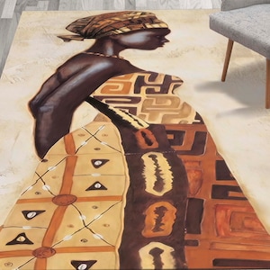 Door Mat, Nursery Rug, Bathroom Rug, Gift Rug,  Brown Rugs, African Woman Rug, Ethnic Rug, Gift For The Home, Custom Rug, 3D Printeds Rug,