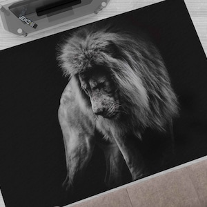 Entryway Rug, Step Rug, Classic Rug, Housewarming Gift, Black Rug, Lion Rugs, Animal Rug, Personalized Rug, Round Rug, Dining Room Rug,