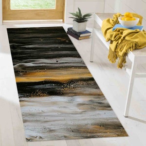 Step Rug, Hallway Rug, Entry Rug, Gift For Her,  Rug, Black Rugs, Modern Rugs, Step Rug, Machine Washable Rug, Salon Rug, Luxury Rug,