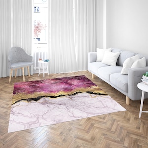 Rosa und Gold Marmor Teppich, Luxus Marmor Teppich, Gold Marmor Teppiche, Moderne Teppiche, Klassischer Teppich, Haustierfreundlicher Teppich, Wohnkultur Teppich, Geschenk für sie,
