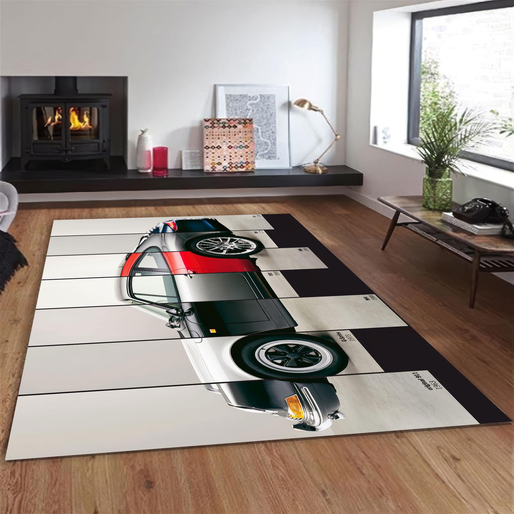 Car Rug Pattern Classic Sports Car Rug, Vintage Auto Illustration Digital Print Carpet ...