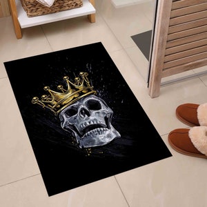 Pattern Rug, Thick Rug, Luxury Rug, Handmade Gift, Skull King Rug, Black and Gold Rugs, Modern Rug, Wall Hanging Rug, Decorative Rug,