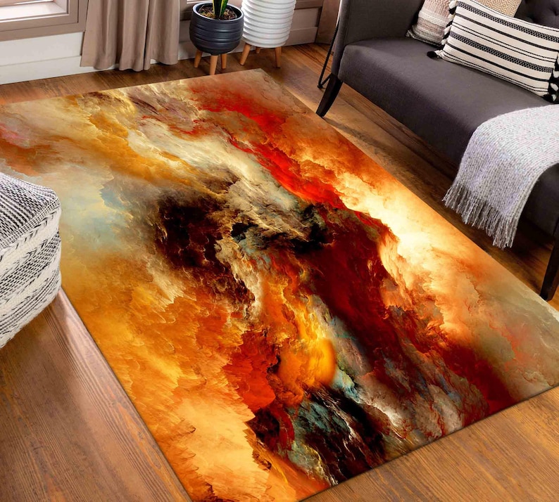 Colorful Abstract Rug Design Abstract Autumn Color Rug, Modern Art Floor Decor, Washable - Etsy