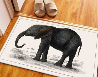 Outdoor Rug, Salon Decor Rug, Dining Room Rug, Gift Rug, Elephant Drawing Rug, Elephant Rug, Animal Rugs, Wall Hanging Rug, Stair Rug,
