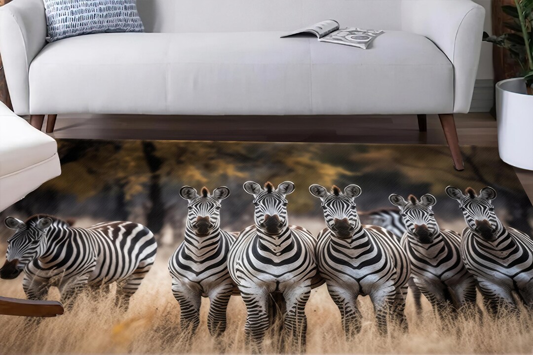 Display Animal Rug Zebra Rugs, Forest Rug, Wildlife Rug, Animal Rug, Gift for Her, Non ...