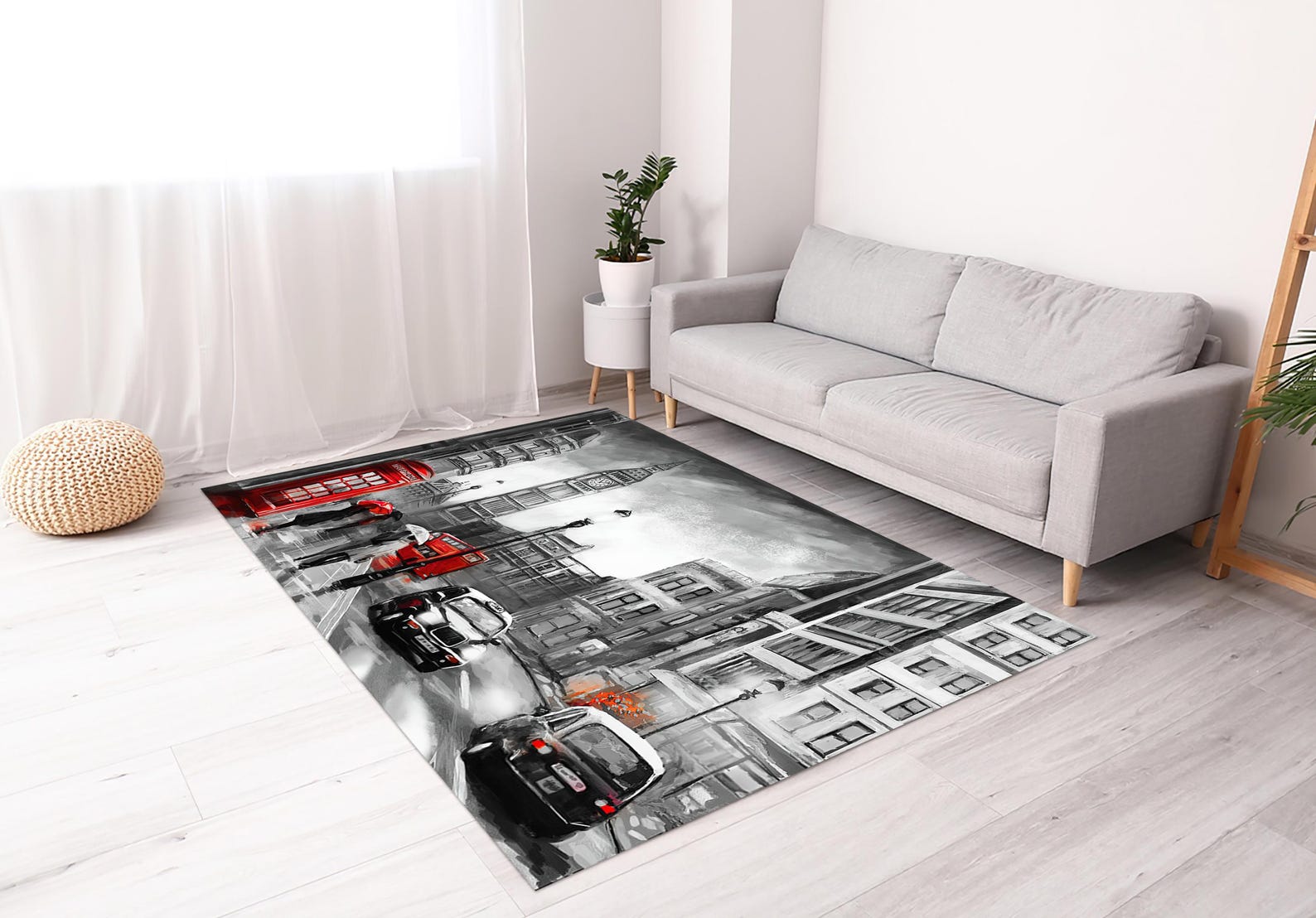 Telephone Rug London Telephone Box Painting Rugs, Rainy Day Rugs, Abstract Rug, View ...