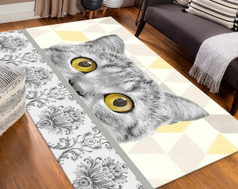 Outdoor Rug, Chenille Rug, Nursery Rug, Gift For Her, Cute Cat Rug, Modern Rug, Animal Rug, Small Rug, Anti-Slip Carpet, Cat Rug, Trendy Rug