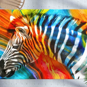 Office Decor Rug, Machine Washable Rug, Indoor Rug, Gift For Him, Large Rug, Colorful Zebra Rugs, Animal Rugs, Popular Rug, Home Decor Rug,