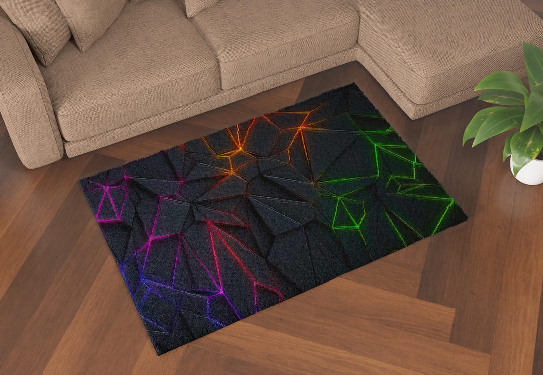 Neon Look Rug, Gaming Room Rug, Modern Pattern Rugs, Modern Rug, Anti ...