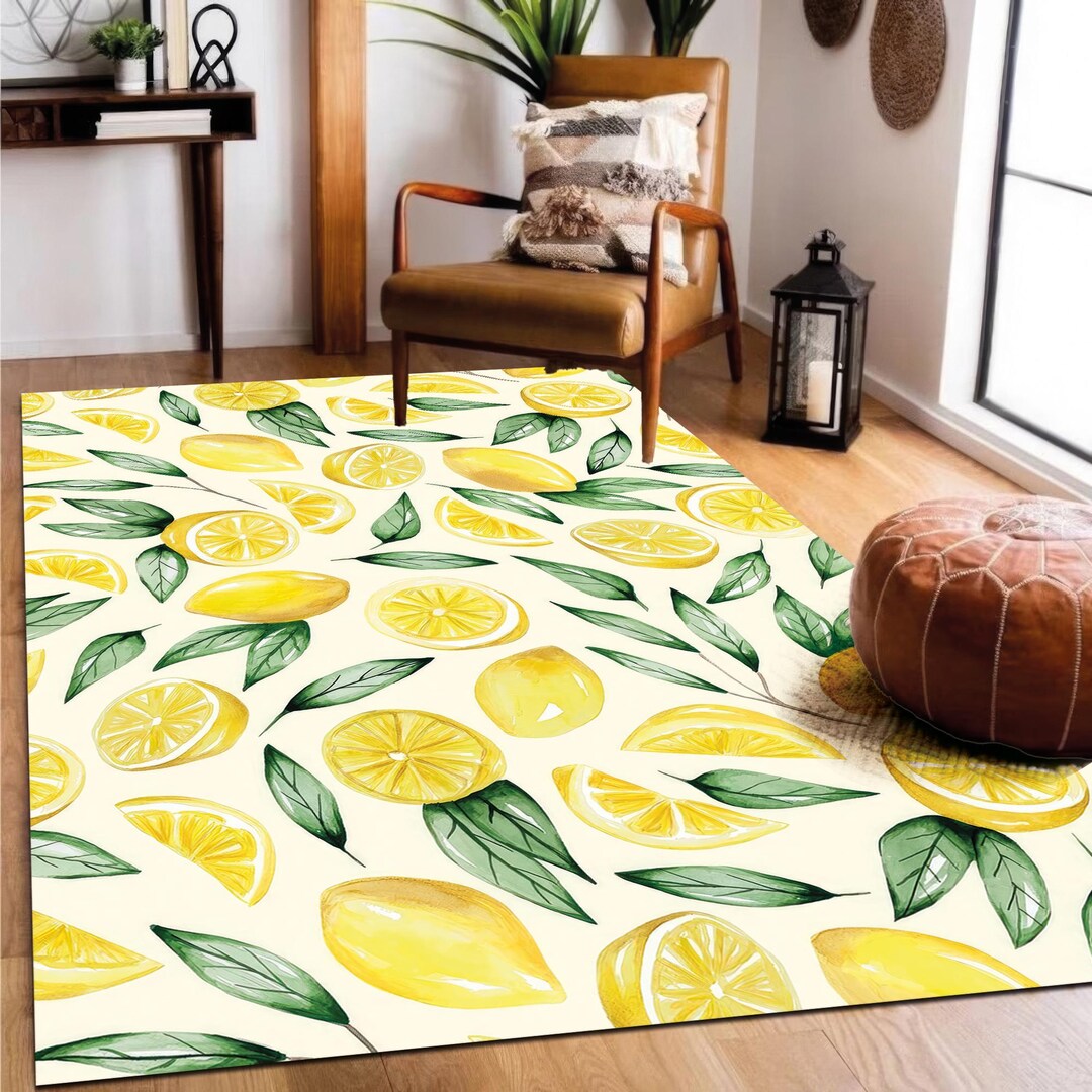 Simple Lemon Rug Lemon Rug, Kitchen Rugs, Dining Room Rugs, Modern Rug, Personalized ...