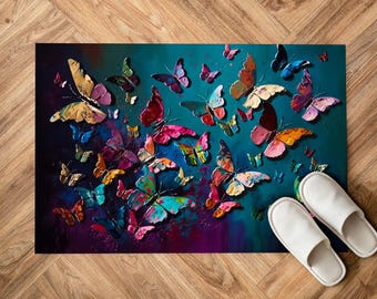 Schmetterling Gemälde Druck, Bunte Teppiche, Schmetterling Teppich, Tier Teppiche, Korridor Teppich, Personalisierter Teppich, Läufer Teppich, Akzent Teppich,