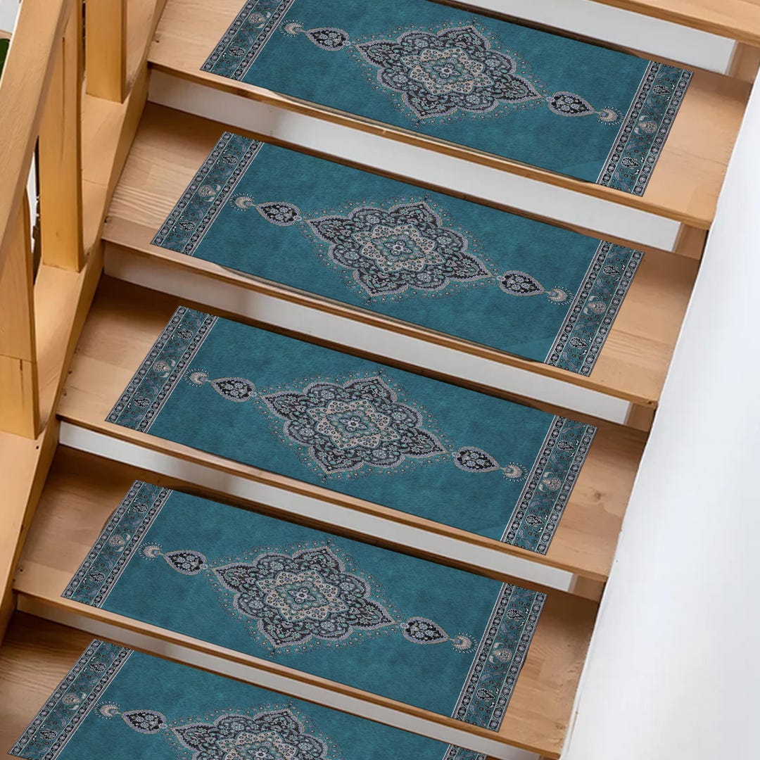 Staircase Rug Designs Stair Printed Rug, Decor Gift Rug, Bohemian Vintage Rug, Vintage Floral ...