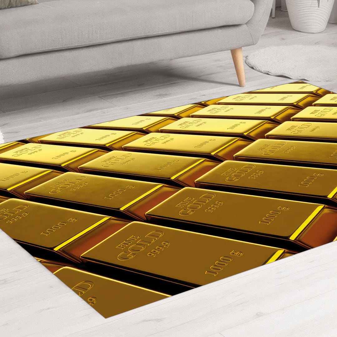 Goldan Rug Gold Bars Rug, Gold Rug, Golden Rug, Modern Rugs, Gift for the Home, 3D ...