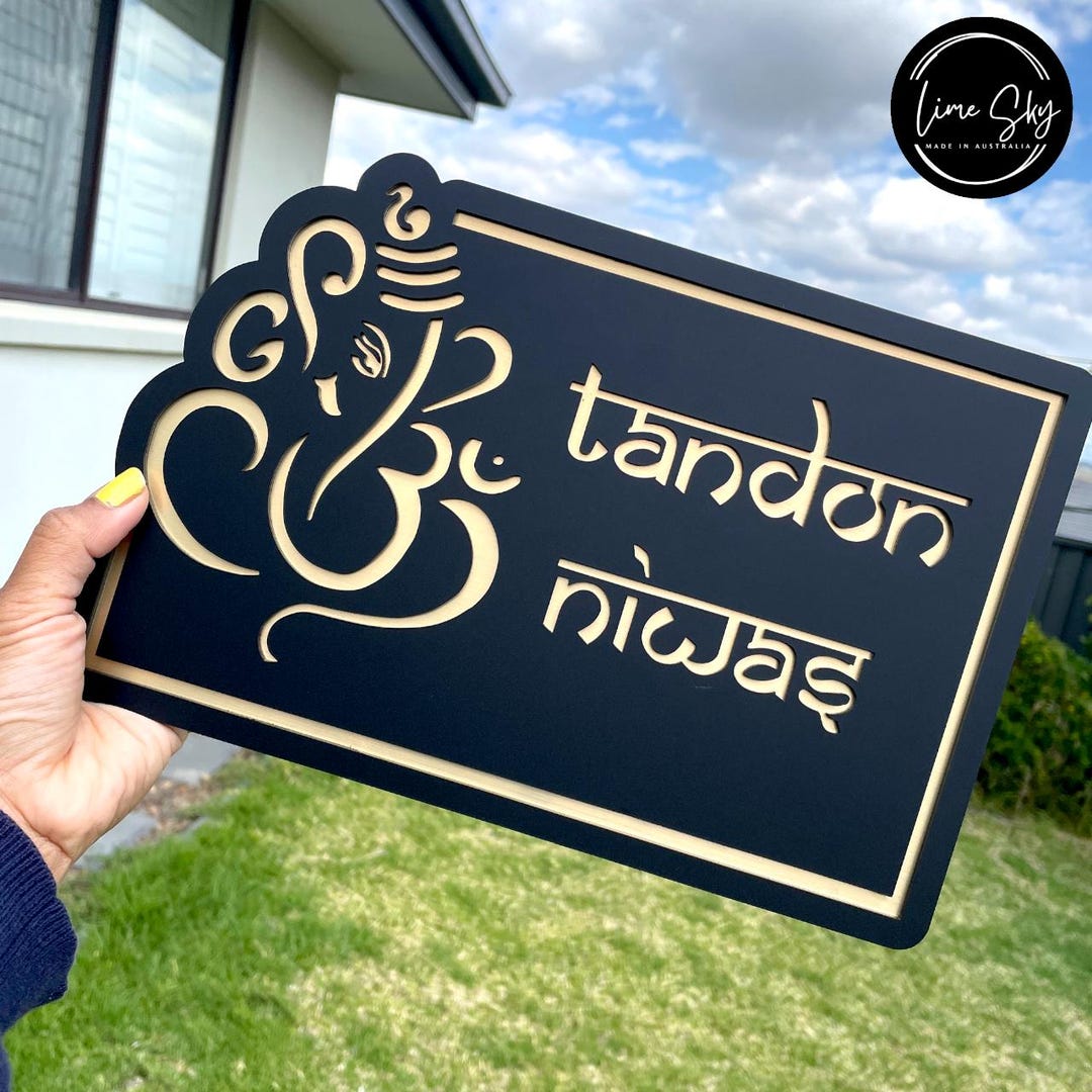 Custom Acrylic House Name Plate | Personalised Hindu Home Number