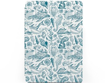 Étui vintage sirène pour iPad 10,2 pouces Baleine 9e 8e 7e génération iPad Pro 12,9 pouces 11 2022 Housse iPad Air 5 10,9 pouces 9,7 pouces Mini 6 4 3 2 Sea Aesthetic