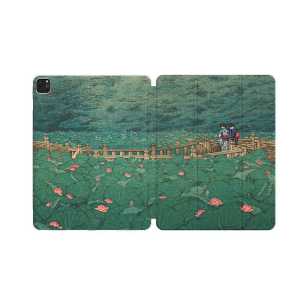 Waterlily Pond Case for iPad 10.2 inch 9th 8th 7th Japanese Art iPad Air 5 10.9" Pro 12.9 11 2022 2020 2018 4th 3rd 2nd Gen Mini Cover Anime