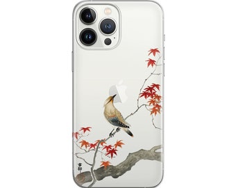 Japanese Bird Art iPhone 15 Plus Case 14 Pro Max 13 12 Mini 11 XR XS SE Aesthetic Samsung S23 Ultra S22 S21 Fe 5G S20 Google Pixel 8 7a 6 5