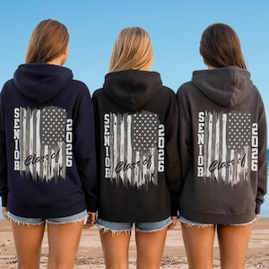 Class of 2026 American Flag Hoodie for Rising Senior Sweatshirt for Incoming 12th Grade Student Shirt for Upcoming Class of 2026 Graduate
