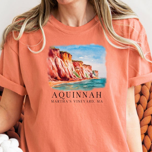 Aquinnah T-Shirt for Martha's Vineyard Vacation Family Shirt for Gay Head MV Beach Vacation on the Vineyard Minimalist MV Comfort Colors Tee