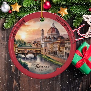 Custom Florence Italy Ornament for Firenze Memento of Italy Travel Christmas Decor for Italy Lover Gift Souvenir from Family Trip to Europe