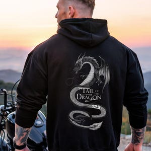 Tail of the Dragon Back Design Hoodie for Biker Gift with Scenic US 129 Traveler Gift for Car Enthusiast for Tail of the Dragon Ride Memento