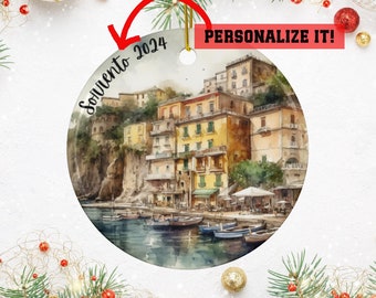 Personalized Sorrento Ornament for Italy Lover Christmas Tree Decor Gift for Amalfi Travel Customizable European Ornament Italy Trip Memento