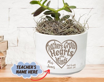 Custom Teacher Gift Live Succulent Plant for Teacher Appreciation Week Gift with Personalized Engraved Planter for Teacher Thank You Gift