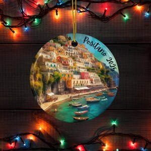 Personalized Positano Christmas Ornament for Italy Lover Xmas Gift for Positano Traveler Custom Amalfi Ornament Gift for Italy Trip Memento