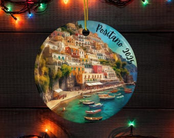 Personalized Positano Christmas Ornament for Italy Lover Xmas Gift for Positano Traveler Custom Amalfi Ornament Gift for Italy Trip Memento