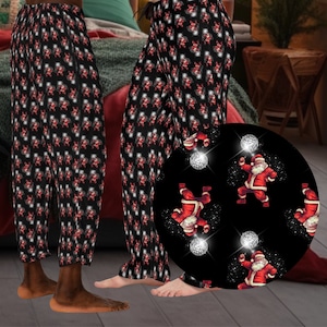 Matching Santa Pajamas for Family Disco Santa PJs Festive Family Xmas Loungewear Dancing Santa PJ Pants for Holiday Kringle Pajama Party