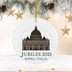 Jubilee 2025 Rome Ornament: St Peter&#39;s Basilica Ceramic Xmas Decor