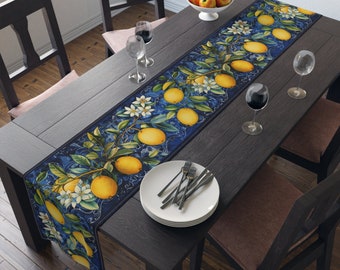 Amalfi Lemon Table Runner: Italy-Themed Kitchen Decor