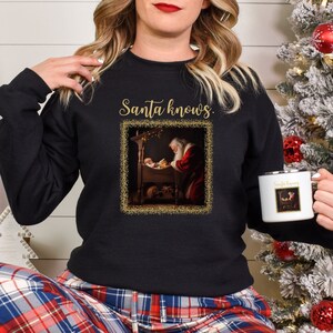 Praying Santa Christmas Sweatshirt: Religious Holiday Shirt