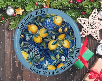 Custom Amalfi Coast Trip Ornament for Surprise Italy Trip Christmas Gift Ornament with Personalized Christmas Present Trip Announcement