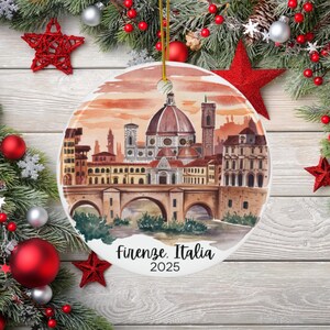 Florence Italy 2025 Ornament for Firenze Trip Souvenir of Italy Travel Christmas Ornament for Italy Lover Gift from Family Trip to Europe