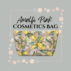 Pink Tile Amalfi Coast Lemon-Themed Accessory Pouch for Italy Travel Cosmetic Bag with Positano Theme Pouch for Amalfi Lover Jewelry Carrier