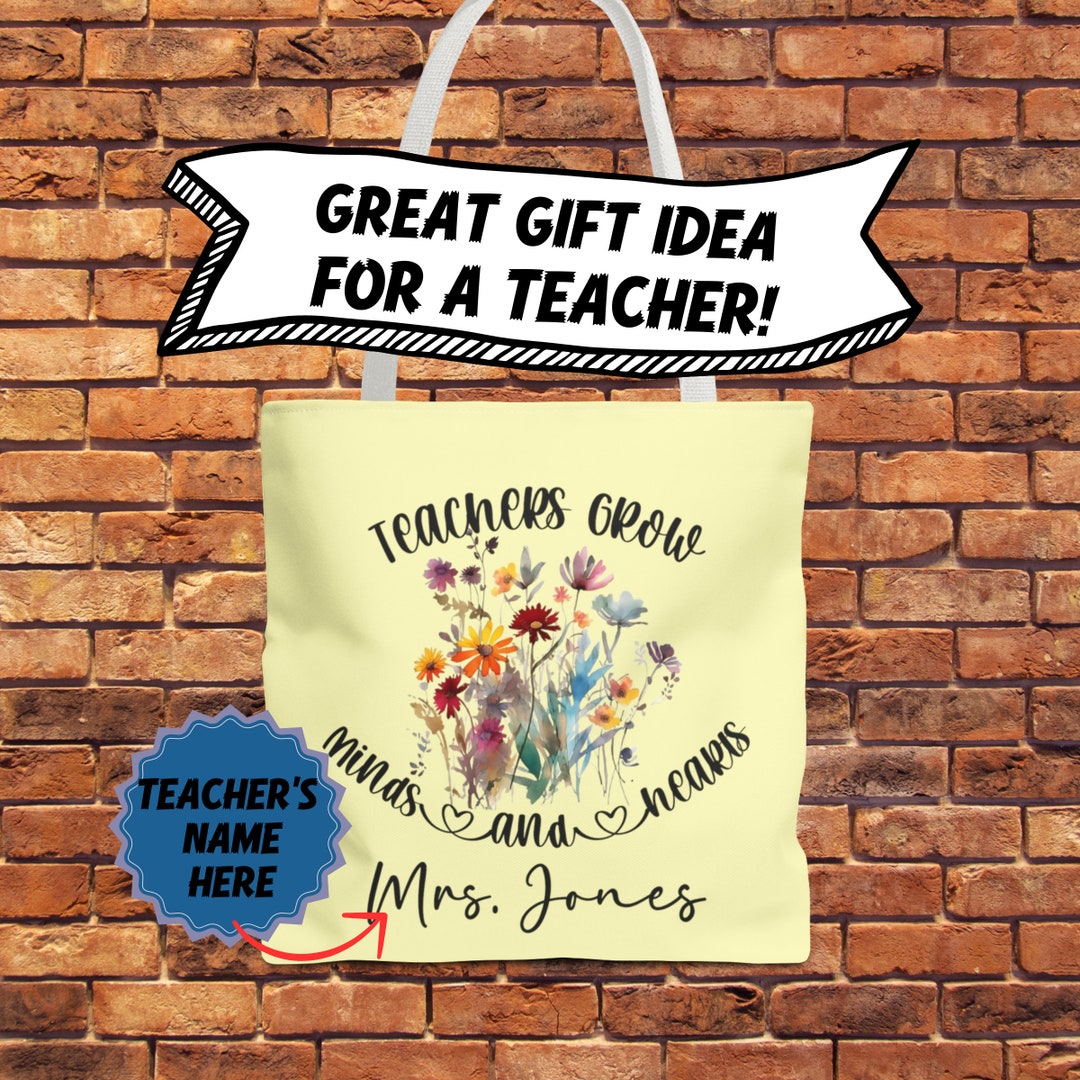 Custom Teacher Tote Bag Gift for Teacher Appreciation Floral School Bag ...