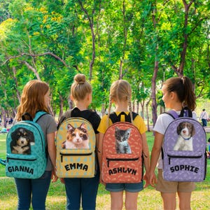 Custom Pet Photo Backpack for Dog Lover Knapsack for Student Bag for Cat Owner Dog-Themed School Bookbag Personalized Cat or Dog Photo Bag