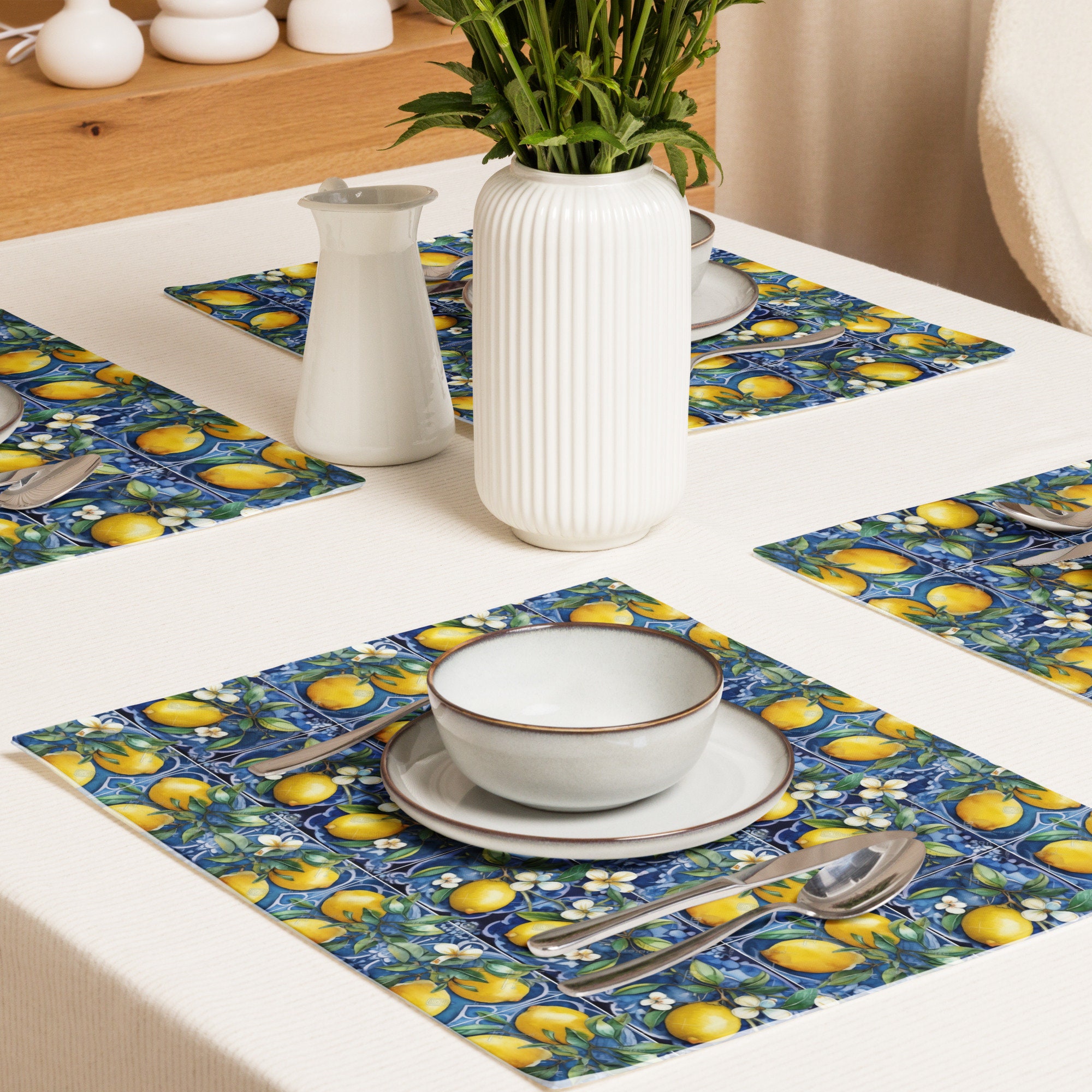 Amalfi Placemat Set, Coastal Inspired Dining Decor, Elegantly Handwoven